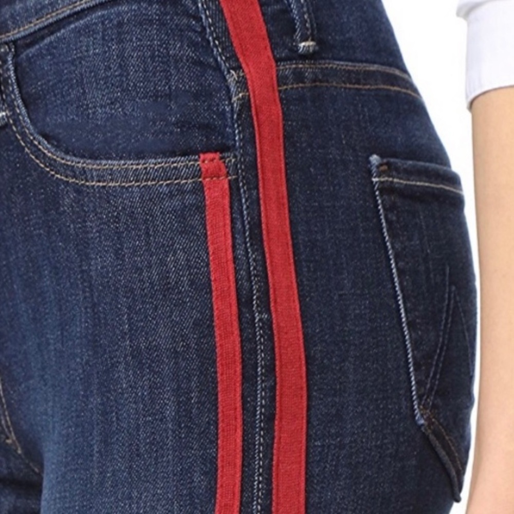 Mother: The Insider Crop Step Fray Jeans with Red Stripe - Picture 2 of 4